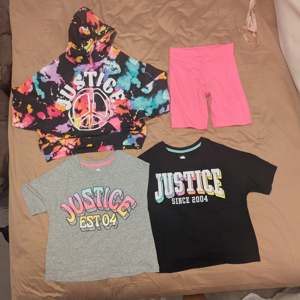 4 PC Bundle | NWOT | Justice Girls Shorts-Shirts and Hoodie